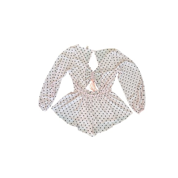 Victoria's Secret Romper Womens XS Pink Playsuit Polka Dot Long Sleeve Cutout - Picture 4 of 11